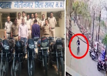 थाना मोतीनगर पुलिस की कार्यवाही : 07 चोरी की मोटर साईकिलें कीमती करीब 3,00,000 बरामद, एक शातिर चोर गिरफ्तार