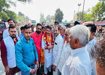 सीतापुर भाजपा जिलाध्यक्ष राजेश शुक्ला का जोरदार स्वागत
