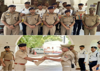 फील्ड ड्यूटी में तैनात ट्रैफिक पुलिस कर्मियों को पुलिस आयुक्त ने दिया गर्मी से बचाव के लिए किट